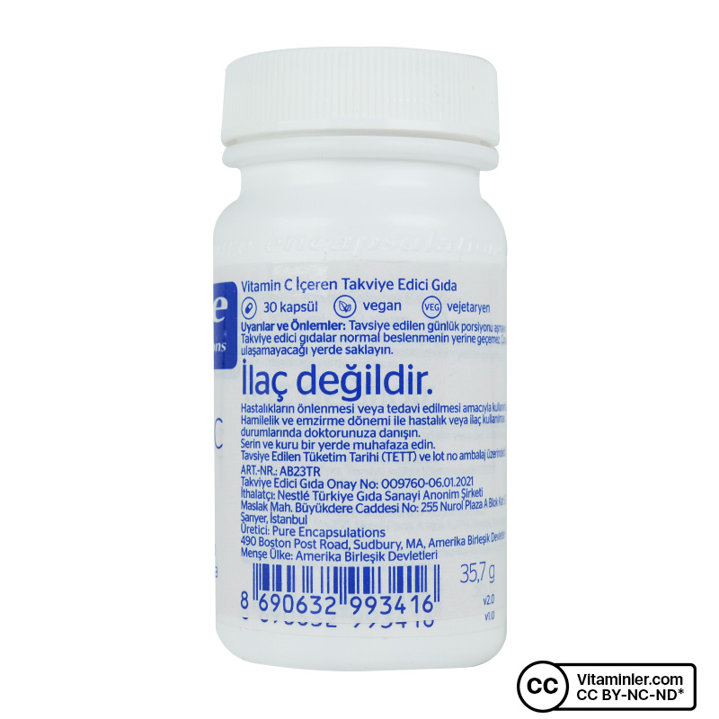 Pure Encapsulations L-Arginine 60 Kapsül + Vitamin C Buffered 30 Kapsül