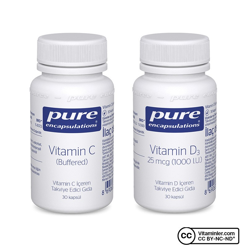 Pure Encapsulations Vitamin C + Vitamin D3 Seti