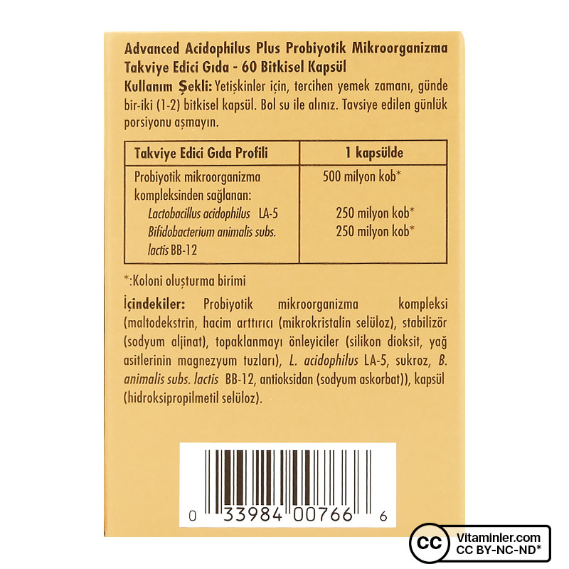 Solgar Advanced Acidophilus Plus 60 Kapsül