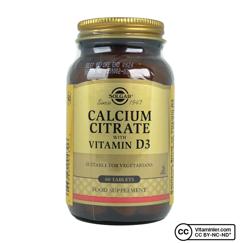 Solgar Calcium Citrate with Vitamin D3 60 Tablet