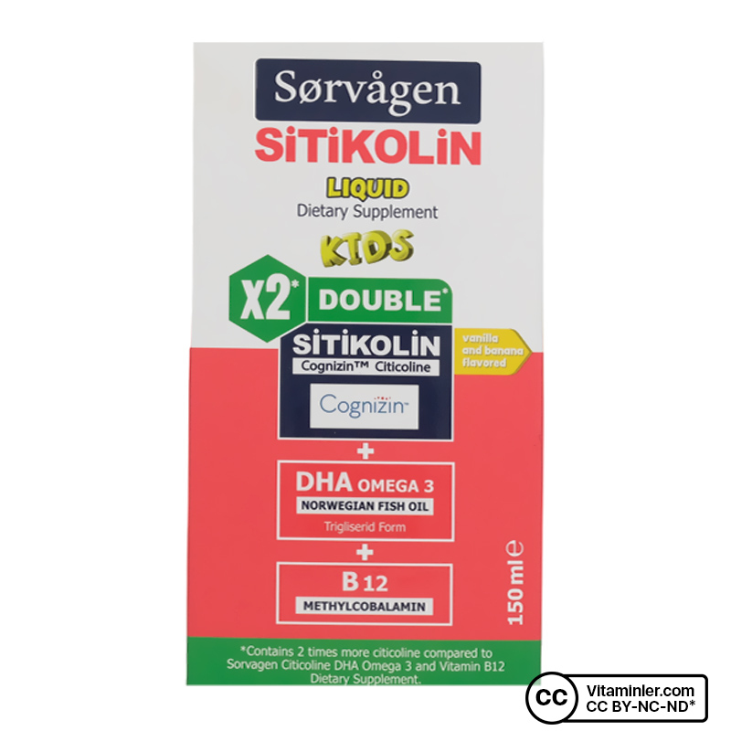 Sorvagen Double Sitikolin DHA Omega 3 ve B12 150 mL