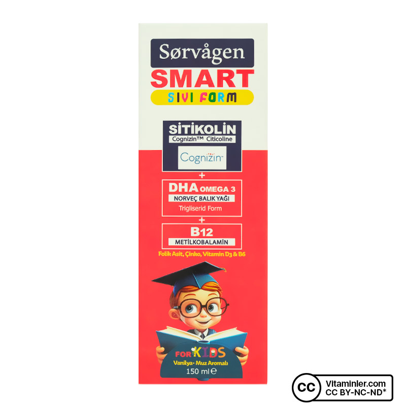 Sorvagen Smart Kids Sitikolin DHA Omega 3 ve B12 150 mL