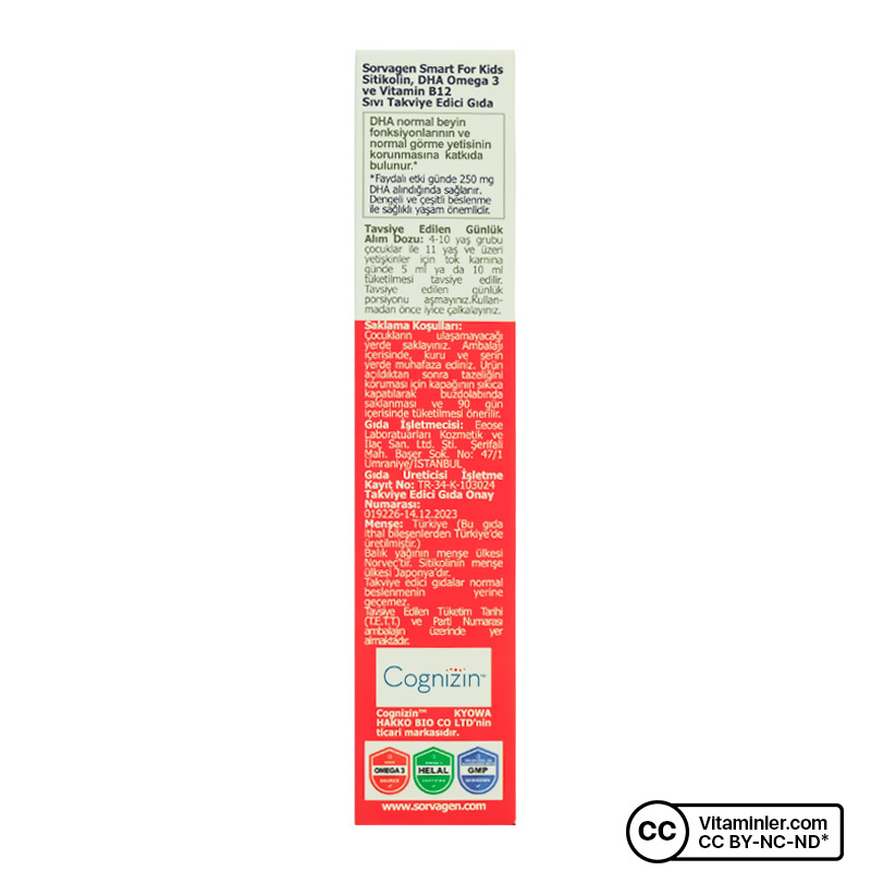 Sorvagen Smart Kids Sitikolin DHA Omega 3 ve B12 150 mL