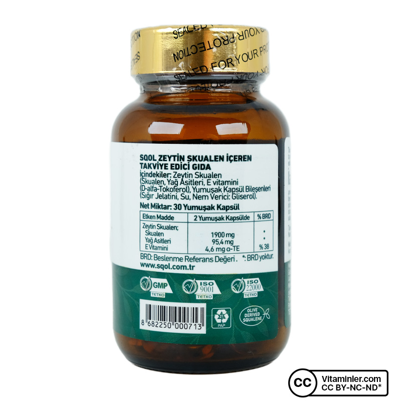 Sqol Zeytin Skualen (Olive Squalene) 1000 Mg 30 Kapsül