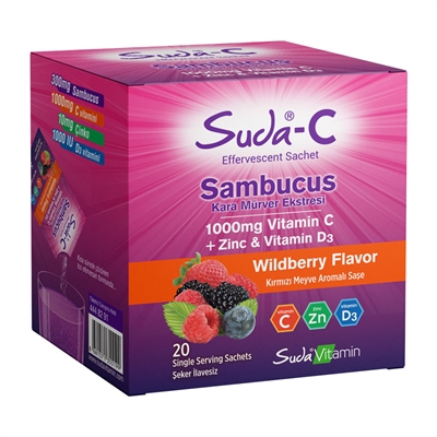 Suda Vitamin C Sambucus Çinko ve D3 Vitamini 20 Saşe – C Vitaminleri – Kullananlar – Kapıda Ödeme – Satın Al