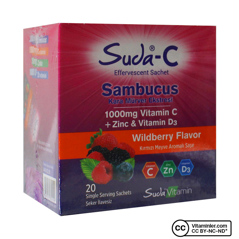 Suda Vitamin C Sambucus Çinko ve D3 Vitamini 20 Saşe