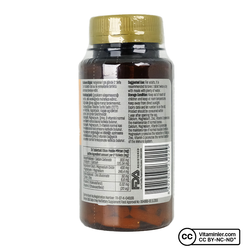 Talya Kalsiyum Magnezyum Çinko Vitamin D 60 Tablet