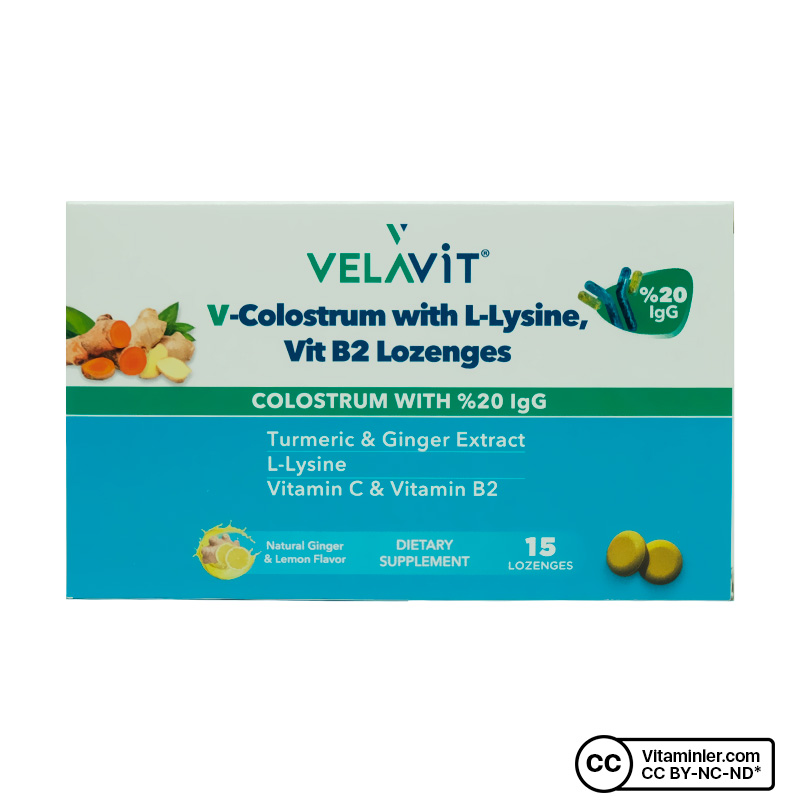 Velavit V-Colostrum with L-Lysine + Vit B2 Lozenges 15 Pastil