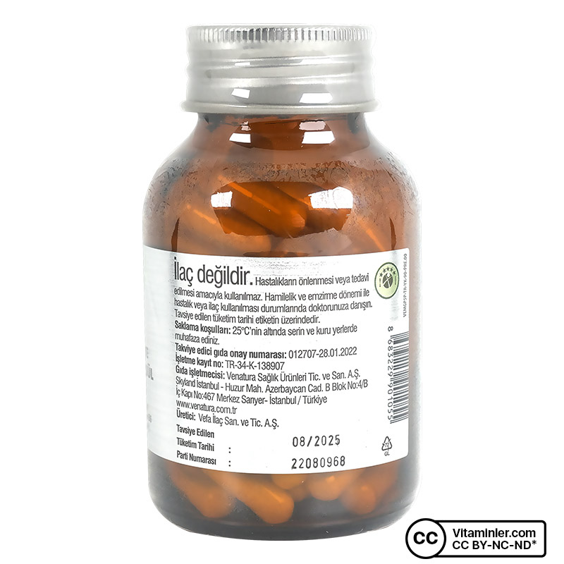 Venatura Magnezyum Sitrat ve P-5-P (Vitamin B6) 90 Kapsül