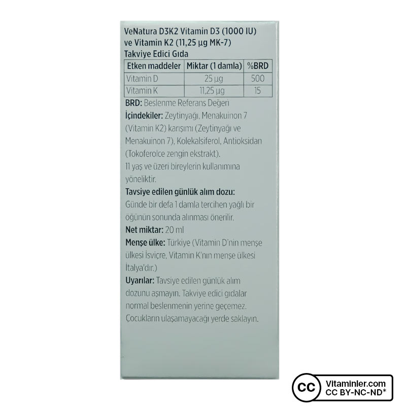 Venatura Vitamin D3 K2 ( 11,25 Mcg MK-7) Damla 20 mL