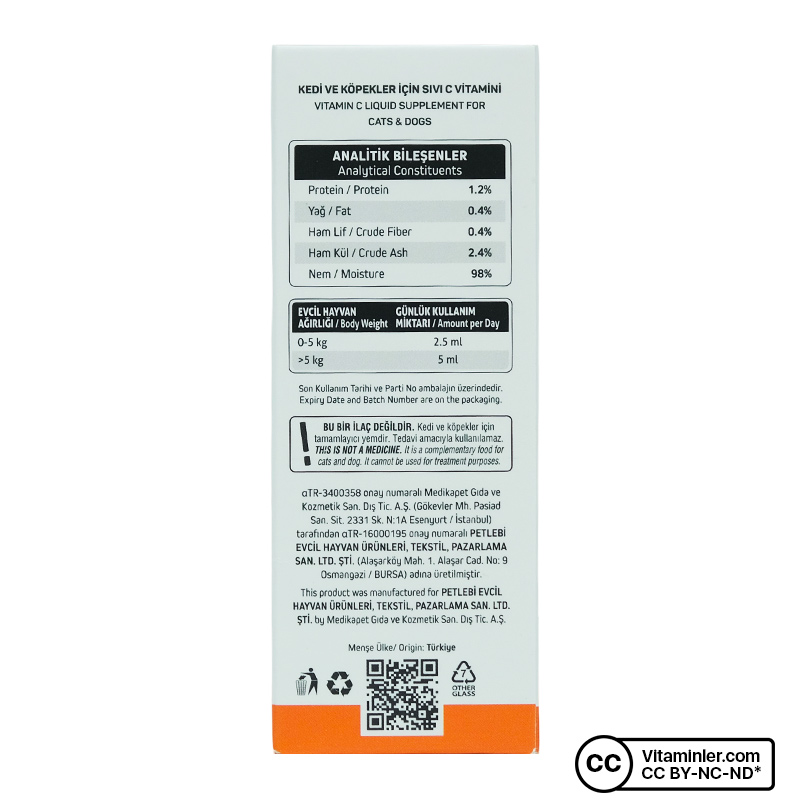 Vet's Plus C Vitamini For Cats and Dogs 50 mL