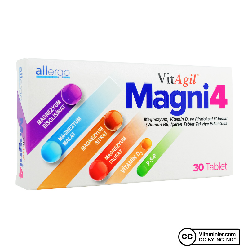 Vitagil Magni4 Magnezyum Vitamin D3 P5P 30 Tablet