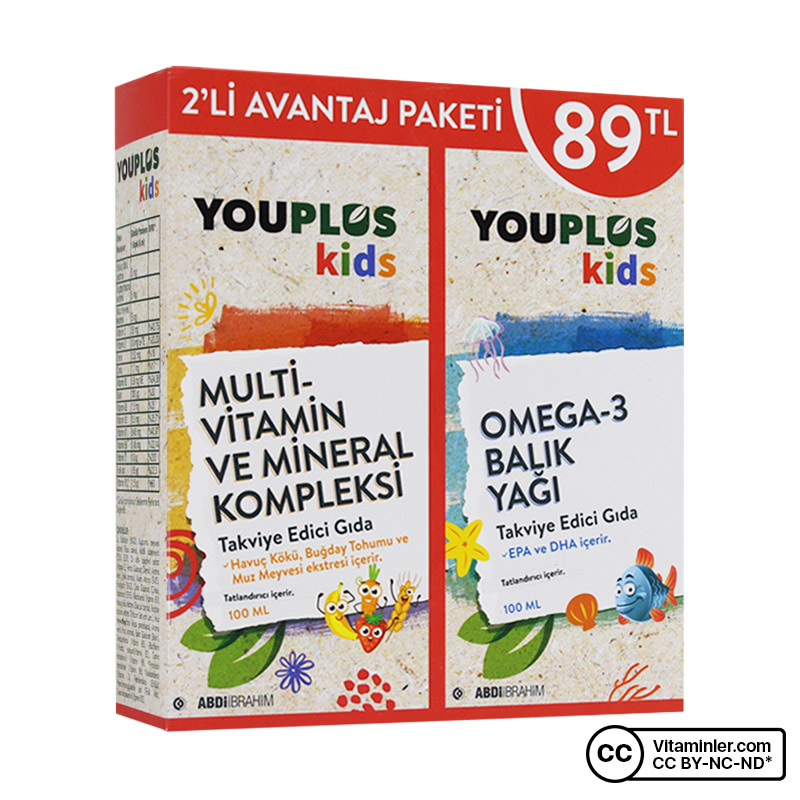YouPlus Kids Multivitamin + Balık Yağı Omega 3 Hediyeli