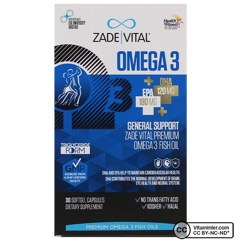 Zade Vital Omega 3 Balık Yağı Premium 500 Mg 30 Kapsül