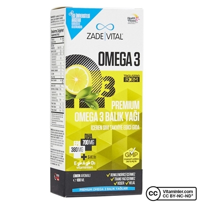 Zade Vital Premium Omega 3 Balik Yagi Surubu 100 Ml Vitaminler