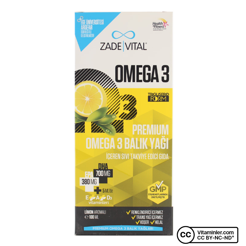 Zade Vital Premium Omega 3 Balık Yağı Şurubu 100 mL