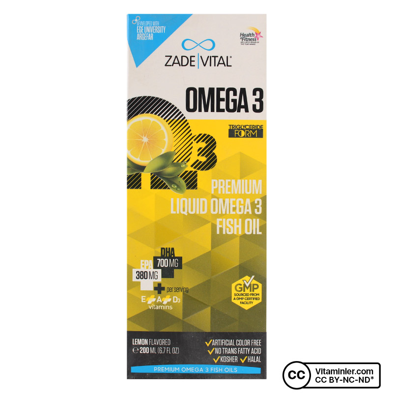Zade Vital Premium Omega 3 Balık Yağı Şurubu 200 mL