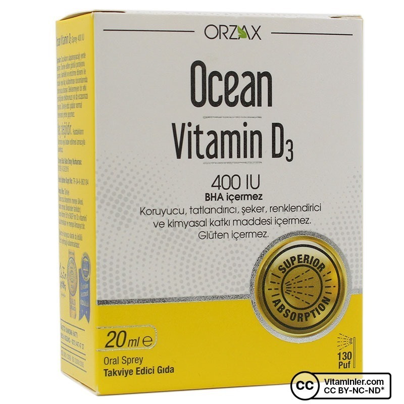Ocean Vitamin D3 400IU 20ml Sprey 3 Adet