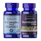 Puritan's Pride B Complex Plus Vitamin C + Resveratrol Seti