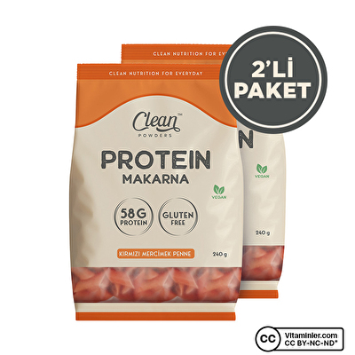 Clean Powders Protein Makarna Kırmızı Mercimek 240 Gr 2 Adet