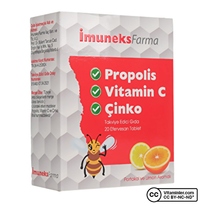 Imuneks Propolis Vitamin C Çinko 20 Efervesan Tablet