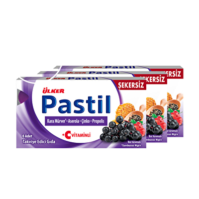 Ülker Pastil Kara Mürver Çinko 8 Pastil 3 Adet