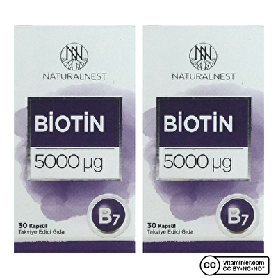 NaturalNest Biotin 5000 Mcg 30 Kapsül 2 Adet