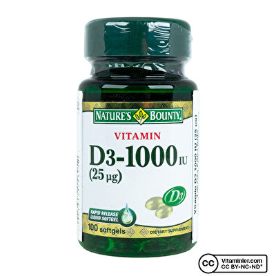 Nature's Bounty Vitamin D3 1000 IU 100 Kapsül