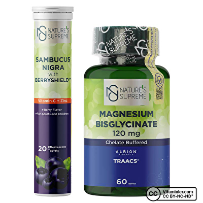 Nature's Supreme Magnesium Bisglycinate 60 Tablet + Sambucus Nigra 20 Efervesan Tablet