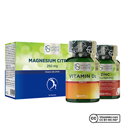Nature's Supreme Magnezyum + Çinko + D3 Vitamini Seti