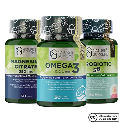 Nature's Supreme Magnezyum + Omega 3 + Probiyotik Seti