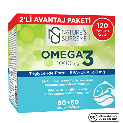 Nature's Supreme Omega 3 1000 Mg 2 x 60 Kapsül
