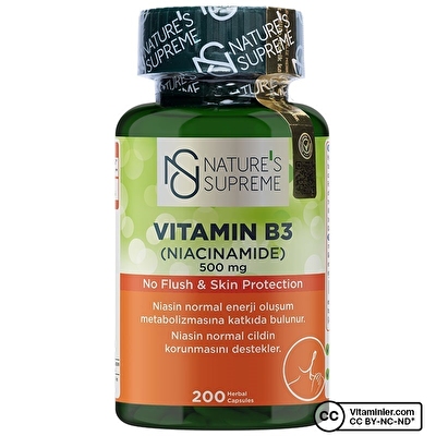 Nature's Supreme Vitamin B3 500 Mg (No Flush) 200 Kapsül