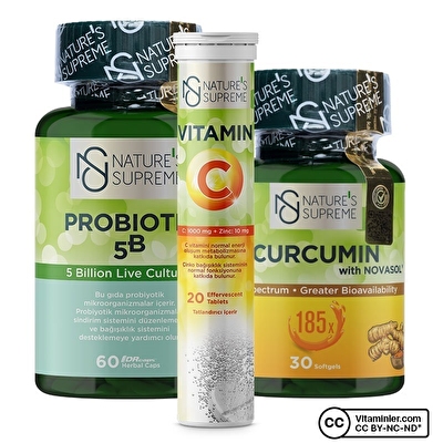 Nature's Supreme Vitamin C + Probiyotik + Curcumin Kombinasyonu 