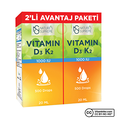 Nature's Supreme Vitamin D3 + K2 Damla 2 x 20 mL