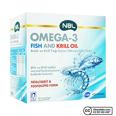 NBL Omega 3 Fish and Krill Oil 100 Kapsül
