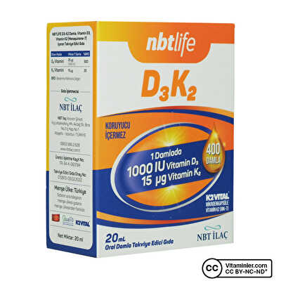 Nbt Life Vitamin D3 K2 20 mL Damla