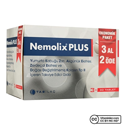 Nemolix Plus Yumurta Kabuğu Zarı 3 x 30 Tablet