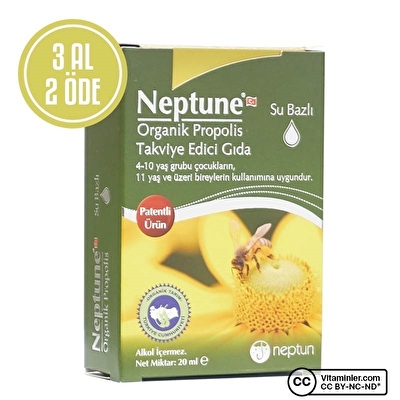 Neptune Organik Su Bazlı Propolis 20 mL 3 Adet