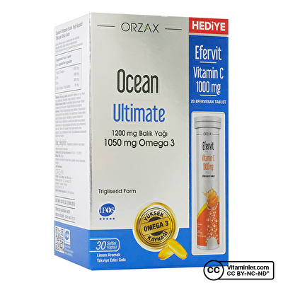 Ocean Ultimate 1200 Mg Balık Yağı 30 Kapsül + Efervit Vitamin C Hediyeli