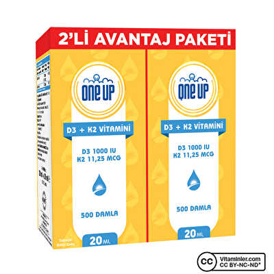 One Up D3 + K2 Vitamini 2 x 20 mL Damla