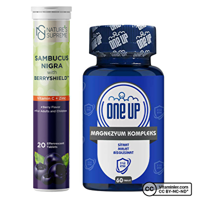 One Up Magnezyum Kompleks 60 Tablet + Sambucus Nigra 20 Efervesan Tablet