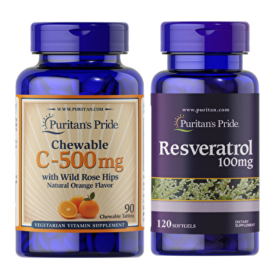 Puritan's Pride Vitamin C + Resveratrol Seti