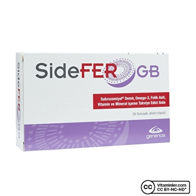 SideFER GB Sukrozomiyal Demir Omega 3 Vitamin Mineral 30 Kapsül