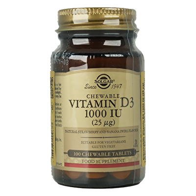 Solgar Vitamin D3 1000 IU 100 Çiğnenebilir Form