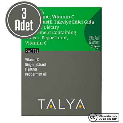 Talya Zencefil, Tıbbi Nane, Vitamin C 12 Pastil x 3 Adet