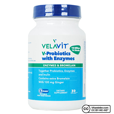 Velavit V-Probiotics with Enzymes 30 Kapsül