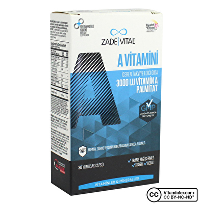 Zade Vital A Vitamini 3000 IU 30 Kapsül