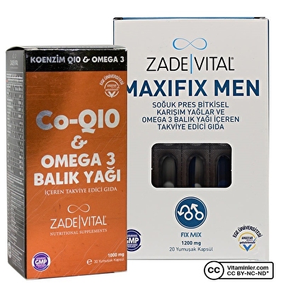 Zade Vital Koenzim Q10 & Omega 3 + Maxifix Men Seti
