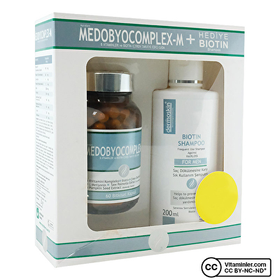 Dermoskin Medobiocomplex-M Erkek 60 Kapsul + Biotin Şampuan 200 mL - 1